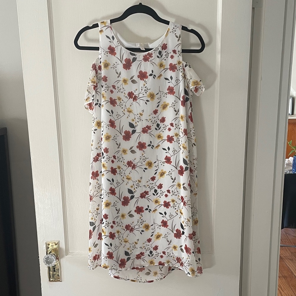 C Floral Mini Dress with Cold Shoulder